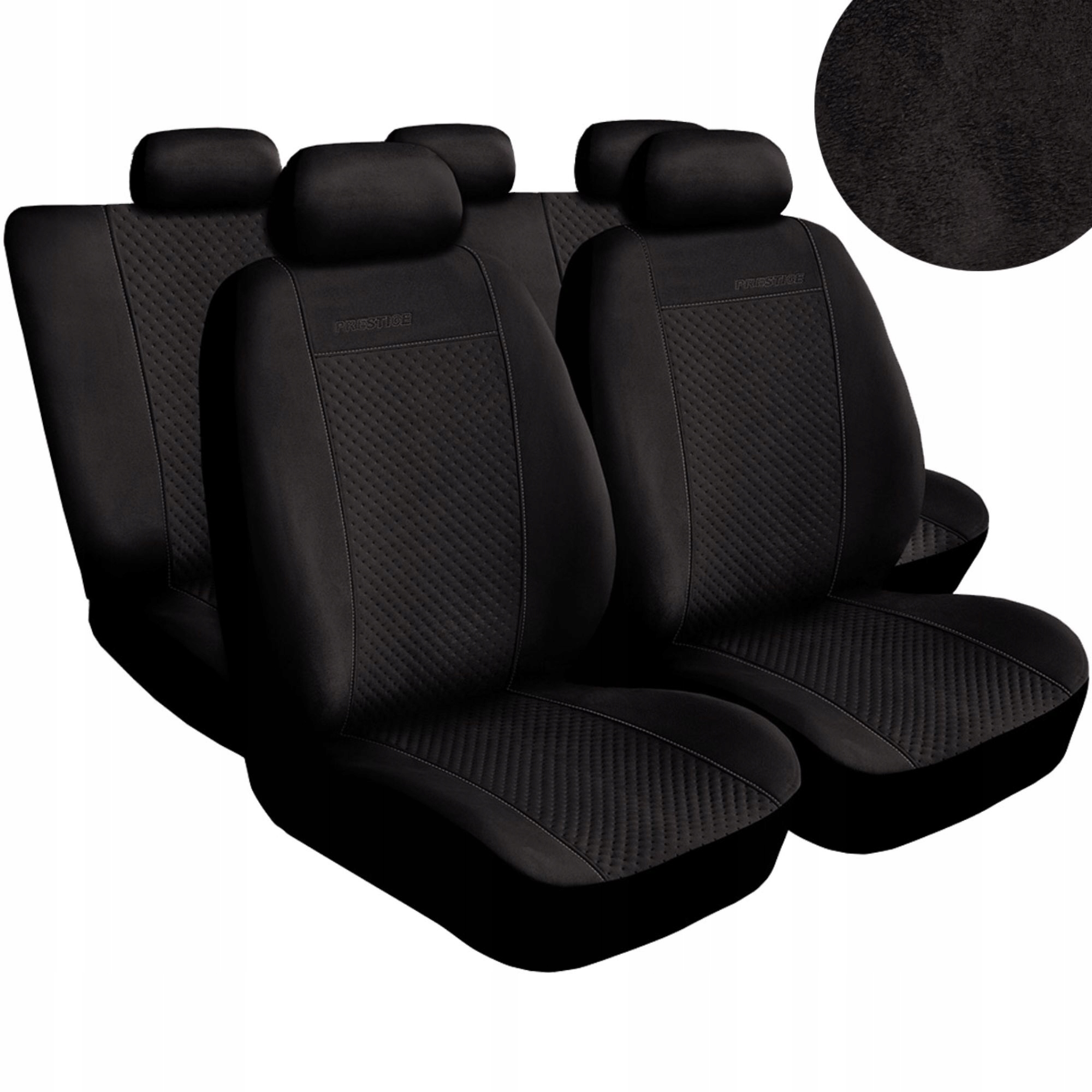 Univerzální potahy na sedadla do auta komplet Alcantara černá Pc