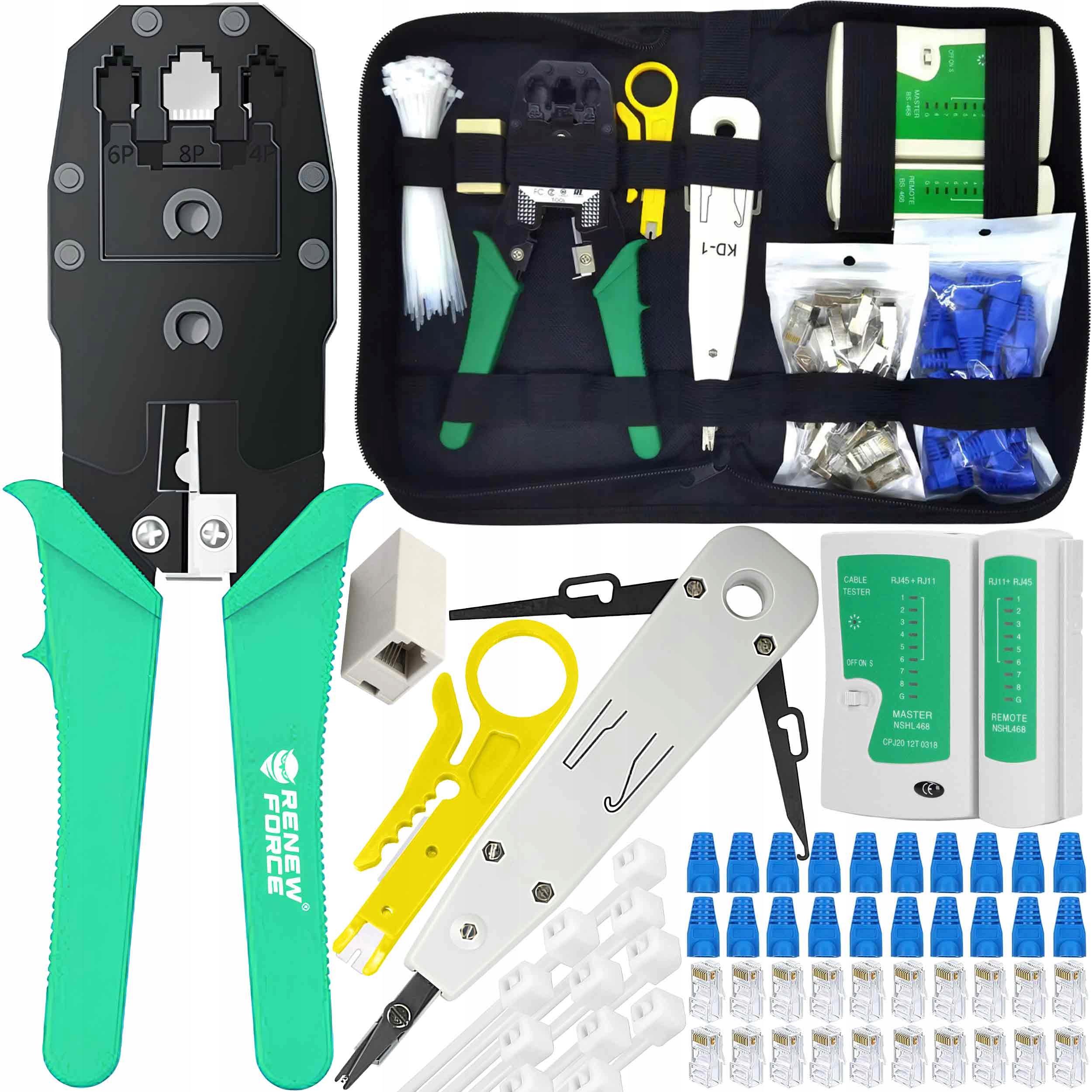 Tester kabli Renew Force zestaw 146 elementów z zaciskarką i wciskaczem