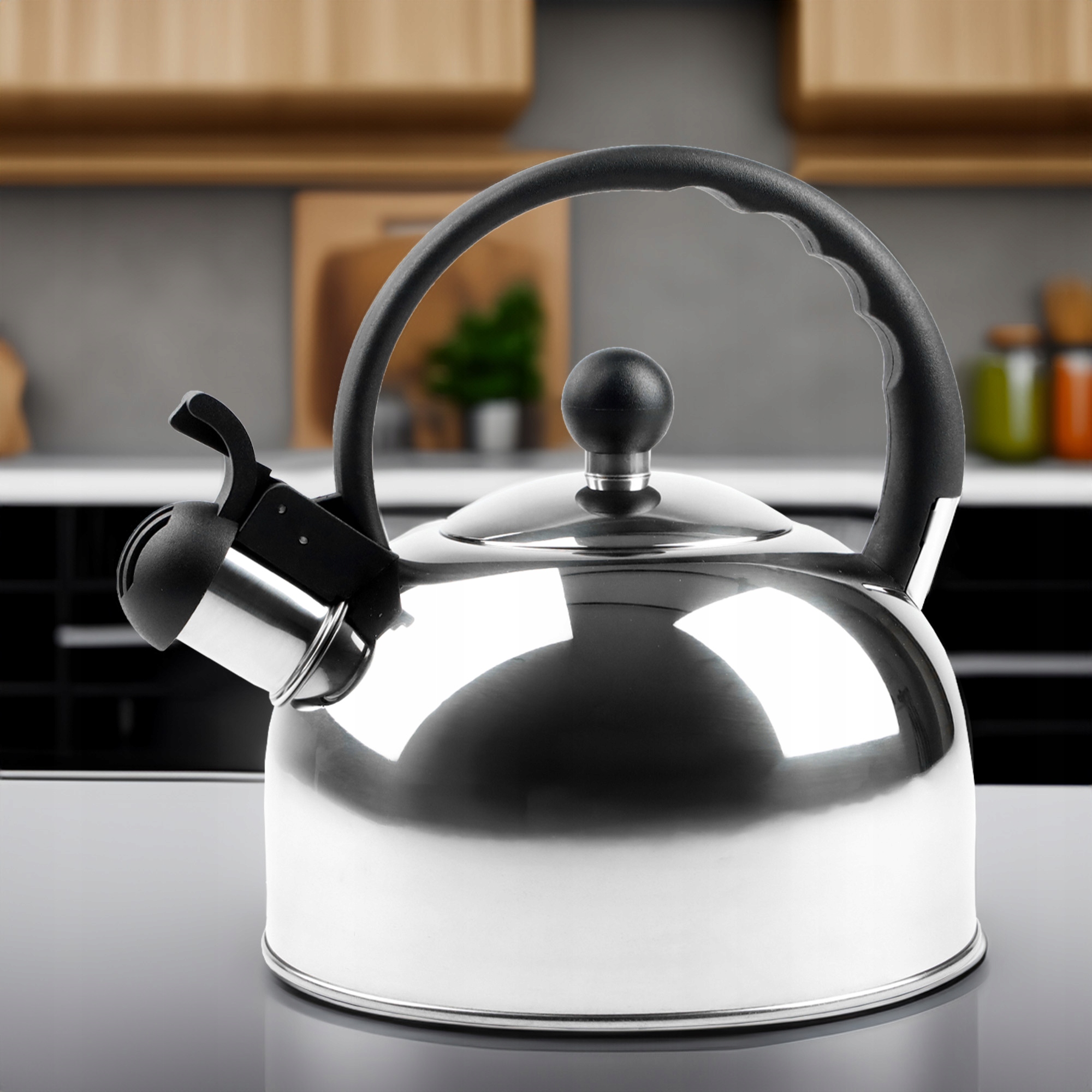 CZAJNIK TRADYCYJNY Z GWIZDKIEM DUŻY STALOWY Z RĄCZKĄ 2 L INDUKCJA GAZ