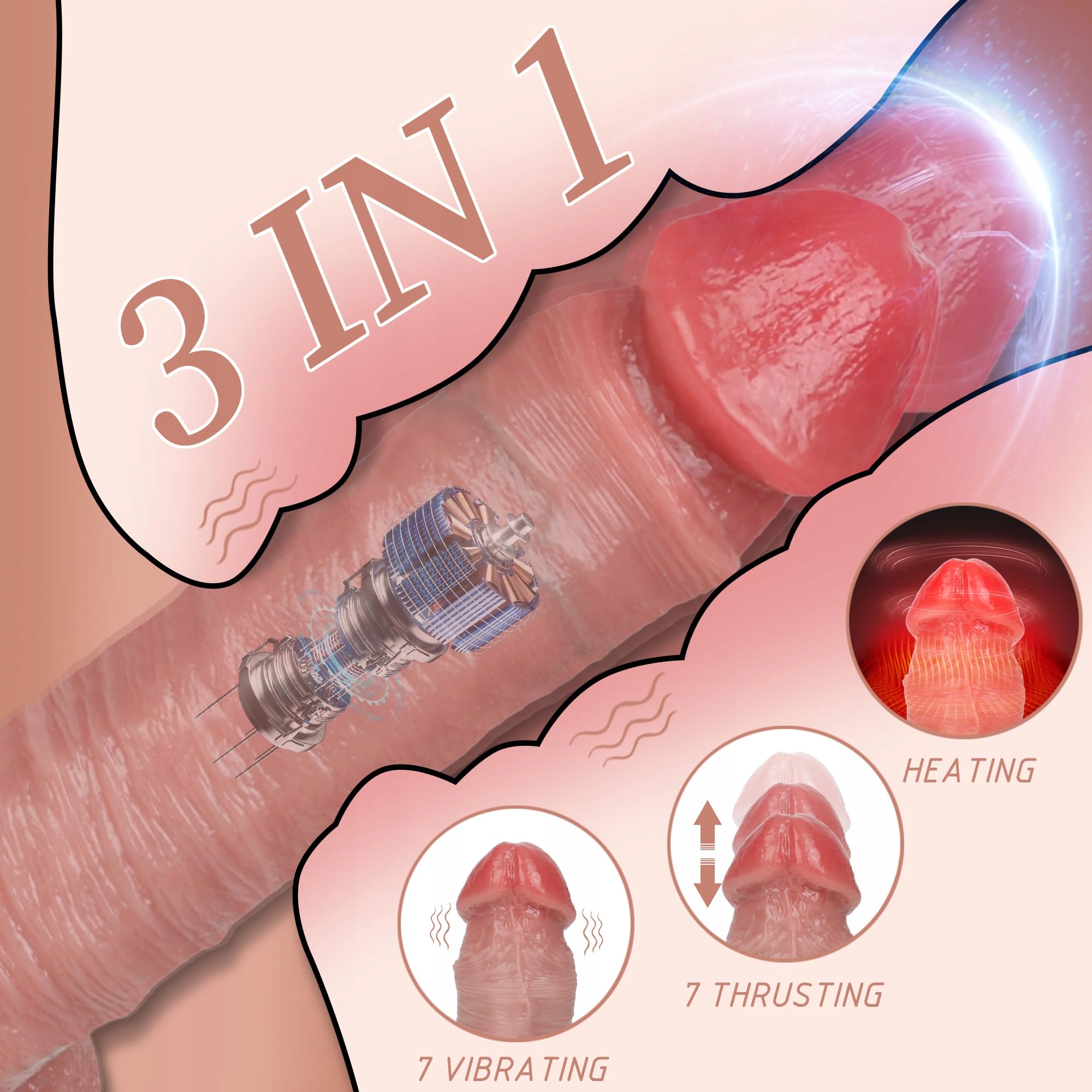 REALISTISCHER DILDO Wibrator Z Podgrzewaniem Dla Kobiet i Par — miniatura 2
