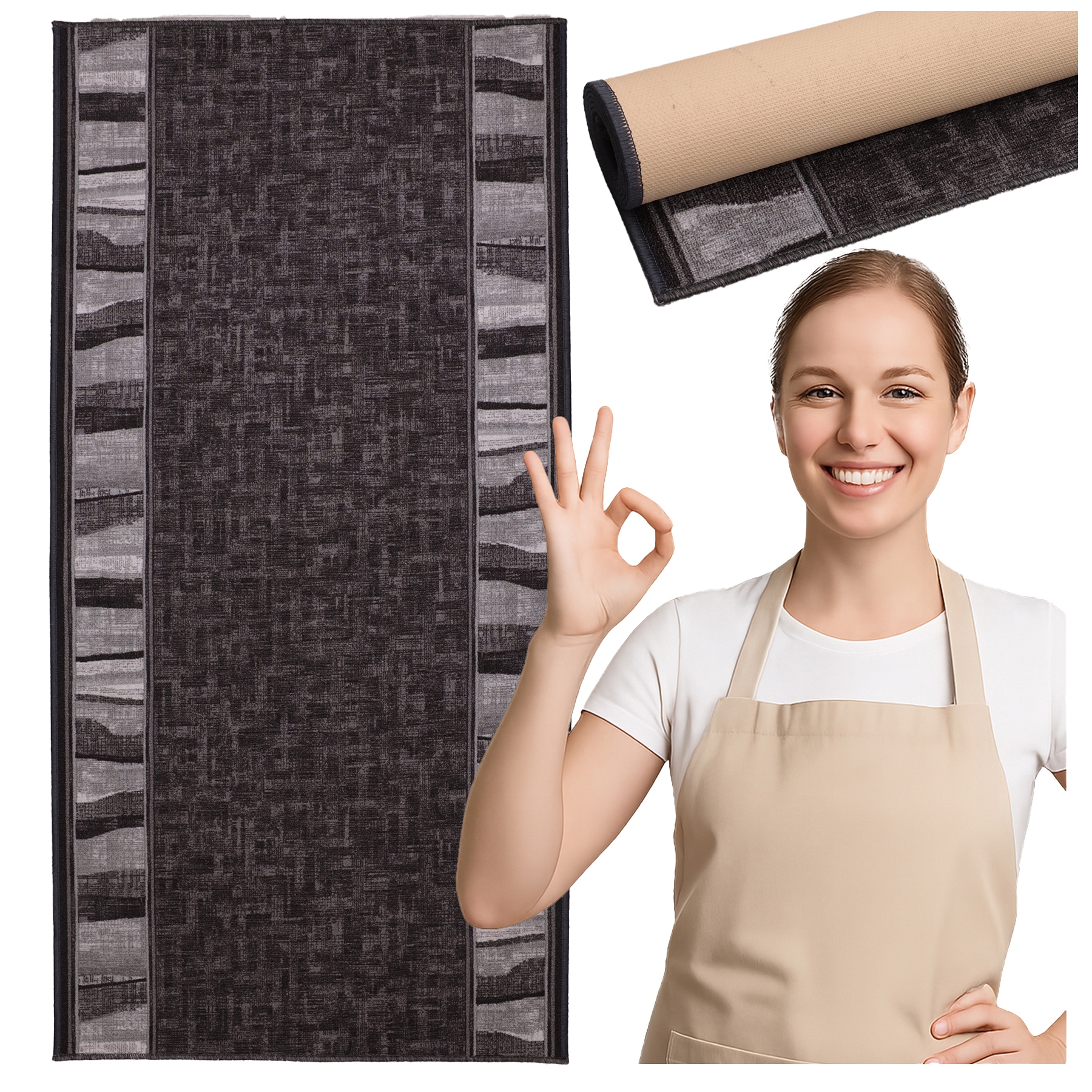 Koberec Běhoun do předsíně protiskluzový 100x250, hotový, obšitý, Zorro Grey