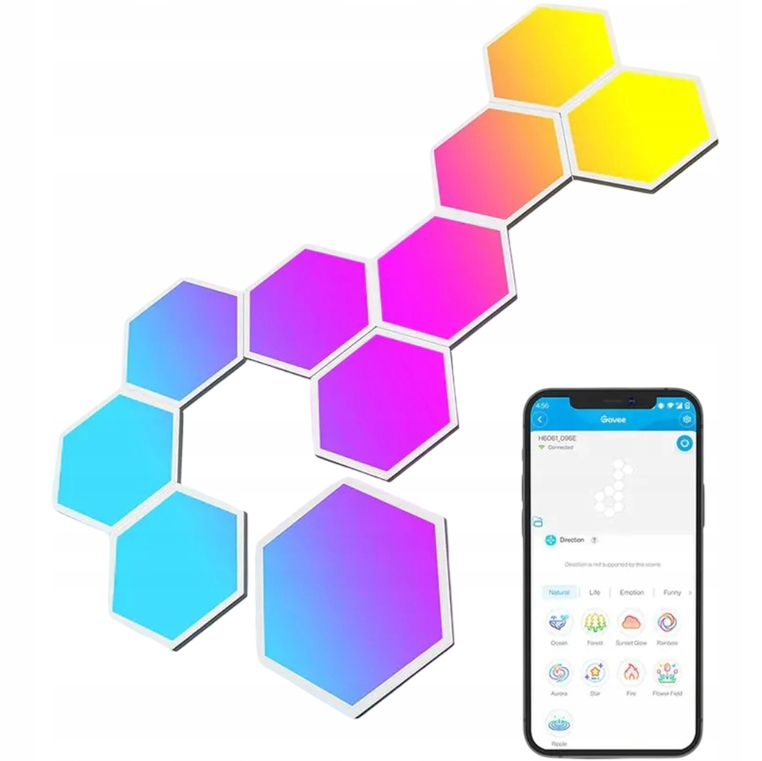 Svetelný Panel Led Osvetlenie Govee H6061 10PACK Gaming Wi-fi Glide Hexa