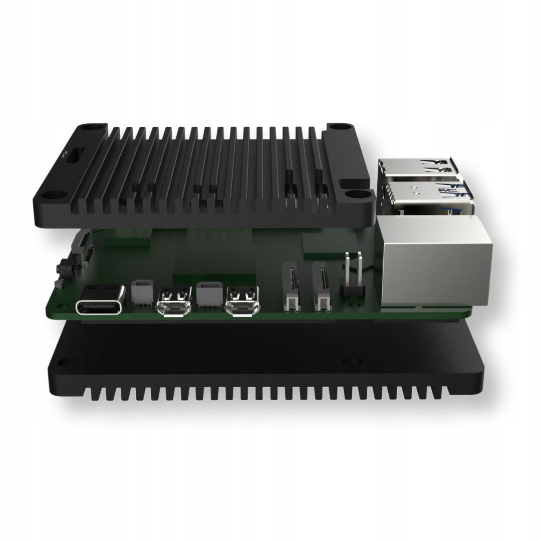Obudowa Open Case do Raspberry Pi 5 aluminiowa CNC z padami termo - czarna Kod producenta ED-PI5CASE-OB