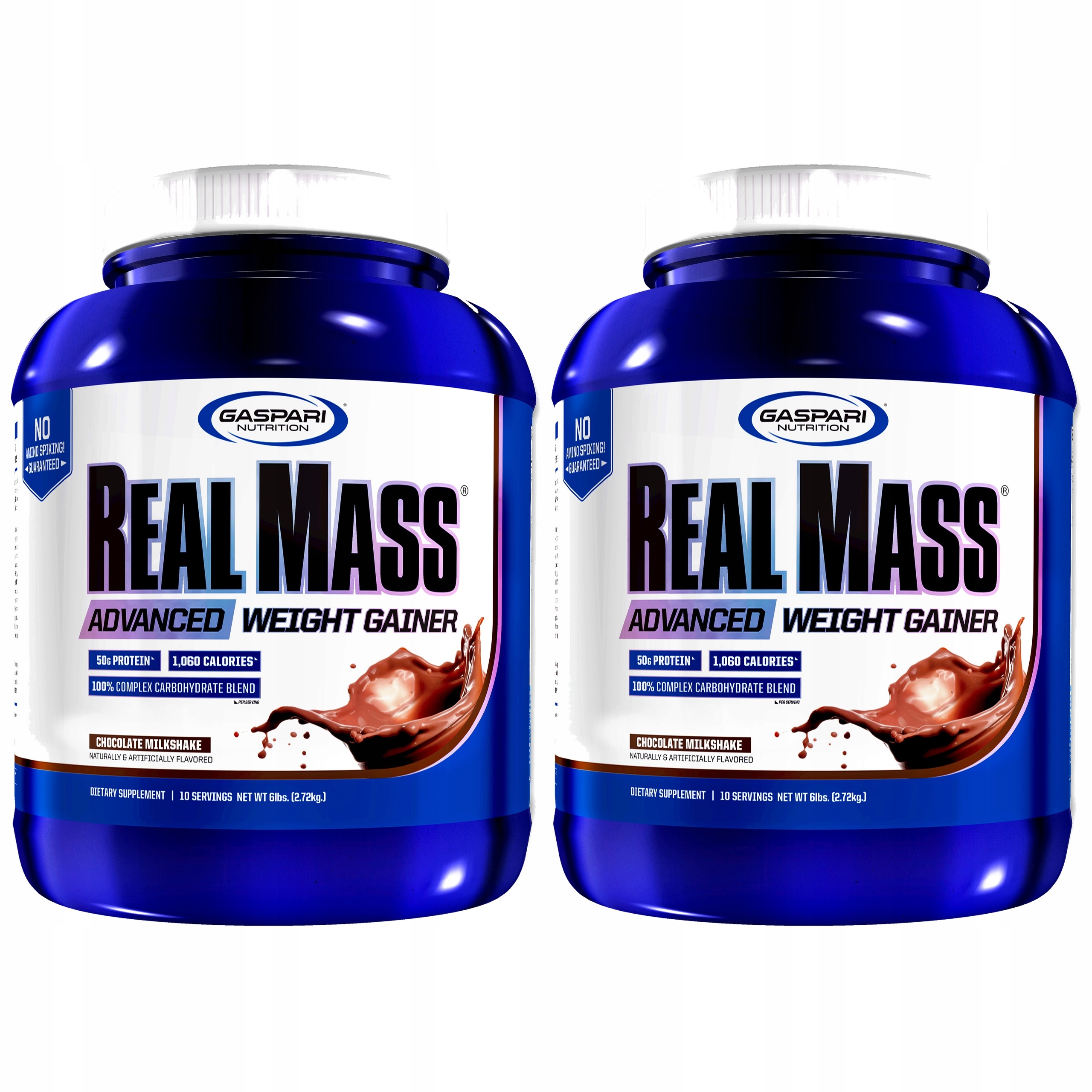 2x Gainer Real Mass Sacharidy Hmotnost whey 2720 g Čokoláda Gaspari