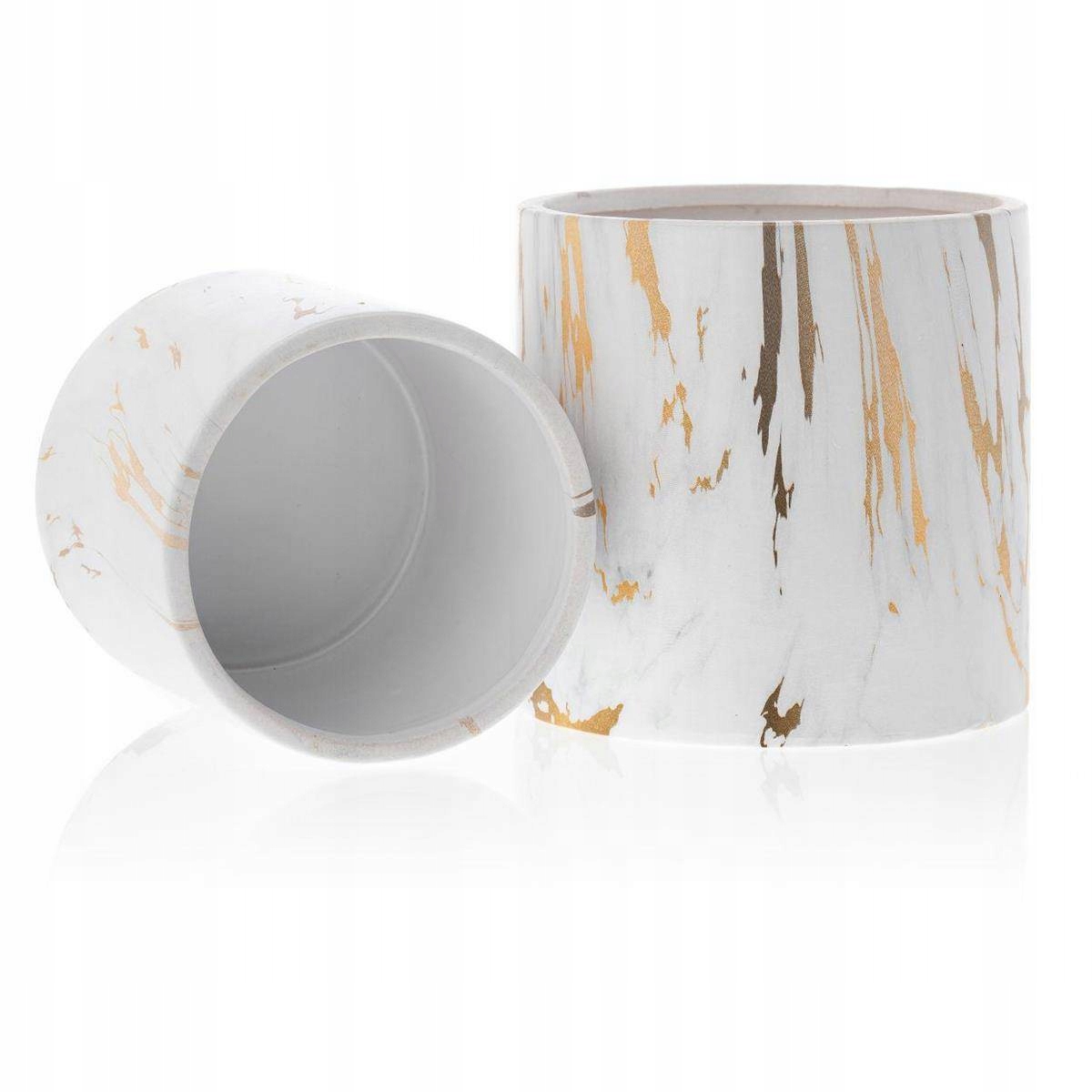 

Doniczka ceramiczna z wzorem marmur biała złota