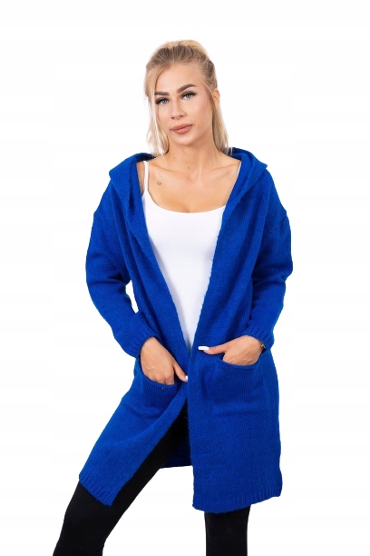 

Sweter z kapturem i kieszeniami Kardigan gładki