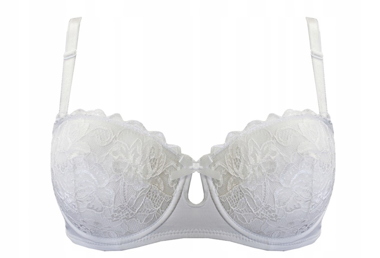 

Biustonosz 80C biały bardotka z fiszbinami koronka