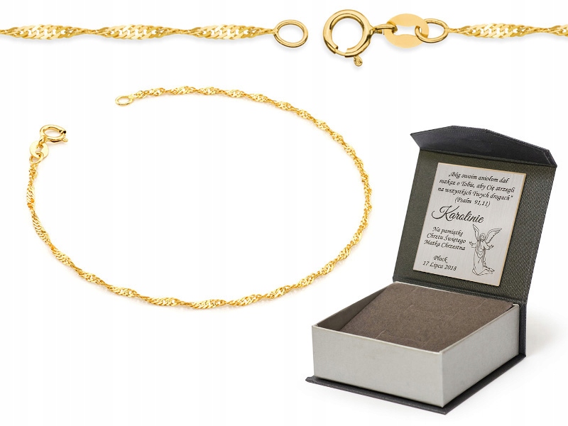 Krásný Zlatý Kroucený Náramek Dámský pr. 585 14k Singapur 18cm Gravírování