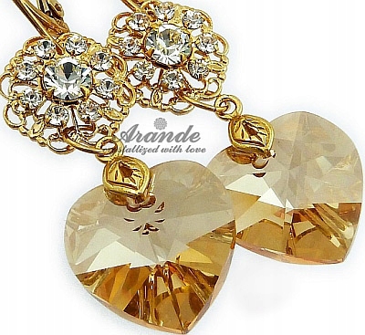 Nové Krásné Krystaly Náušnice Gold Heart Feel