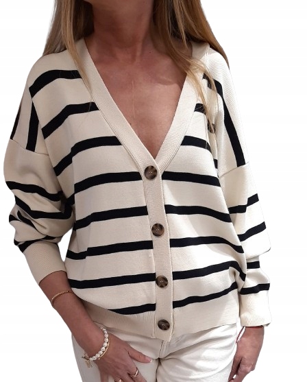 Cocomore Kardigan s pruhy, béžová černá barva
