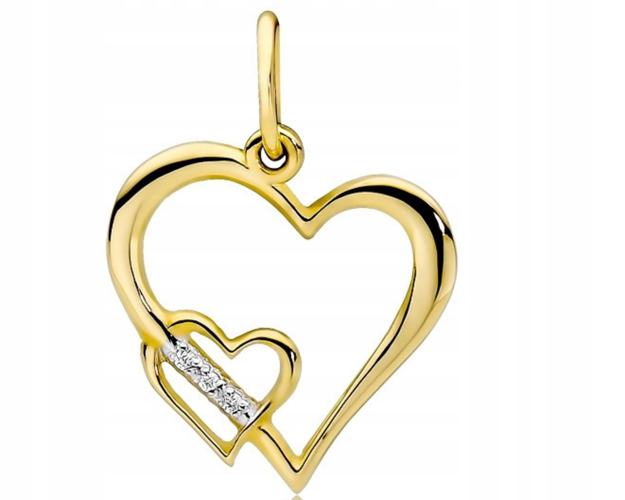 Zlatý přívěsek s brilianty, srdíčko 585, diamant