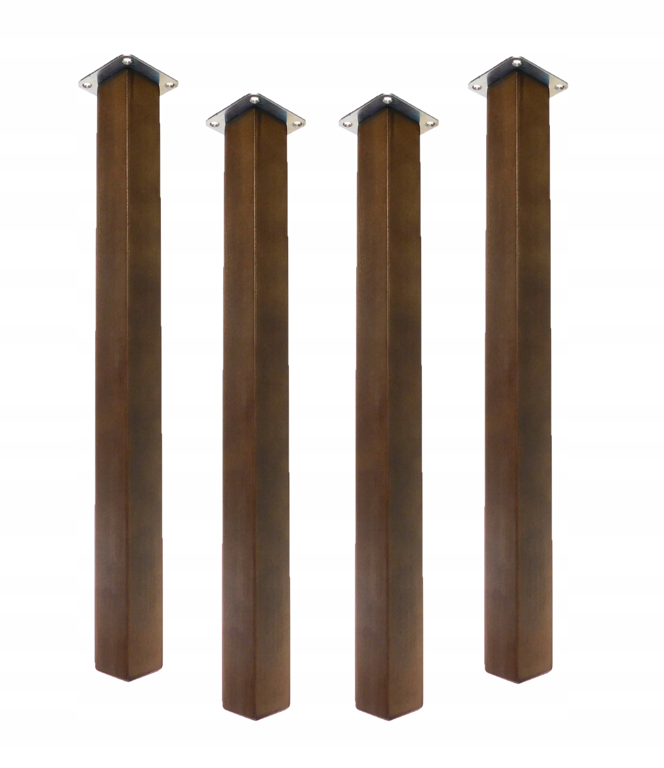 Drevená noha k stolu štvorcová 5x5 cm moridlo orech 74 cm sada upevňovacích prvkov