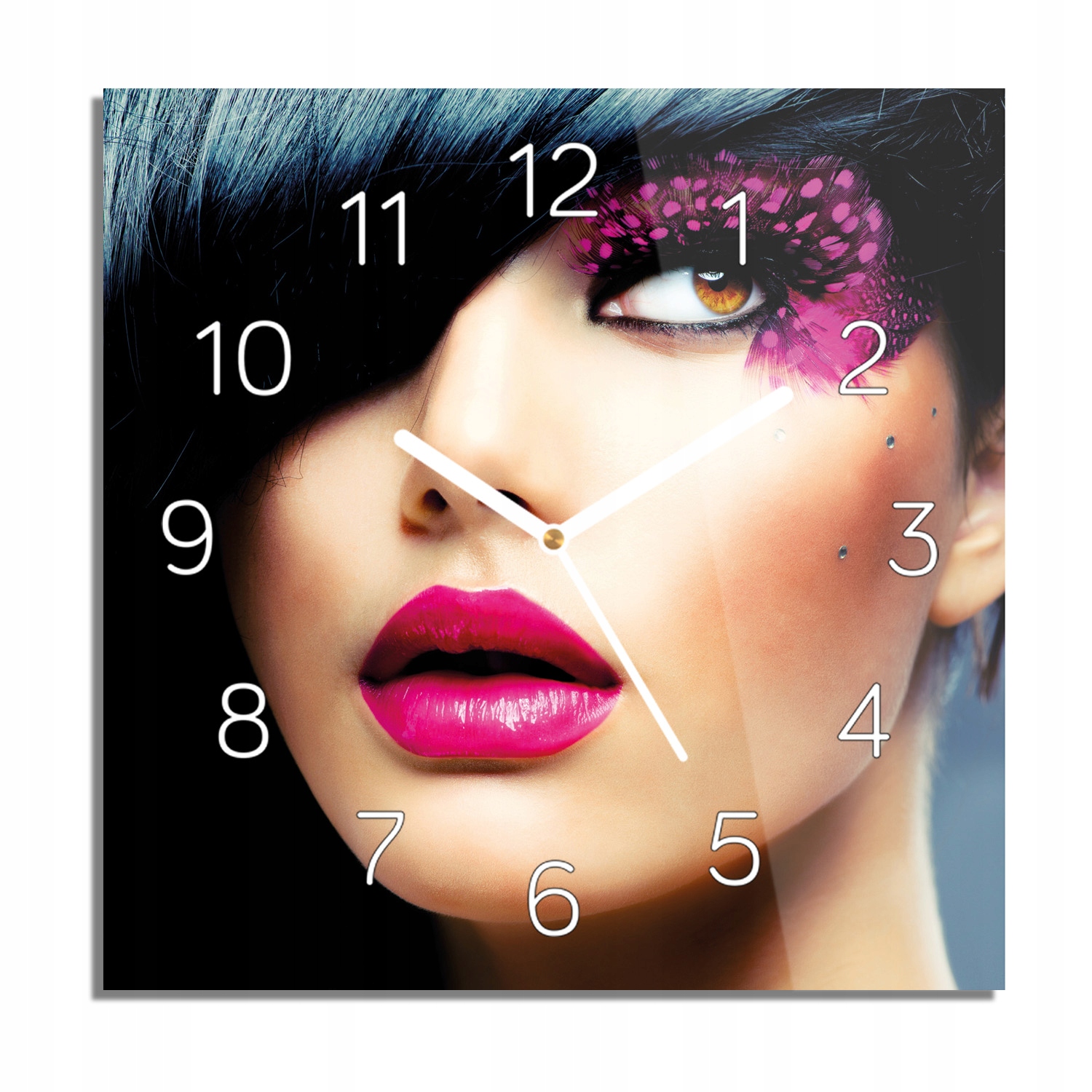 Žena make-up foto-hodiny na zeď 30x30 tichý