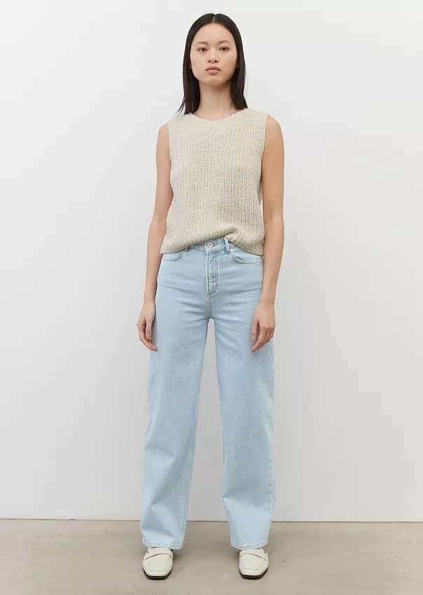 Marc O'polo Džíny Rovné Vysoký Pas Světle Modré 32/32 6FA