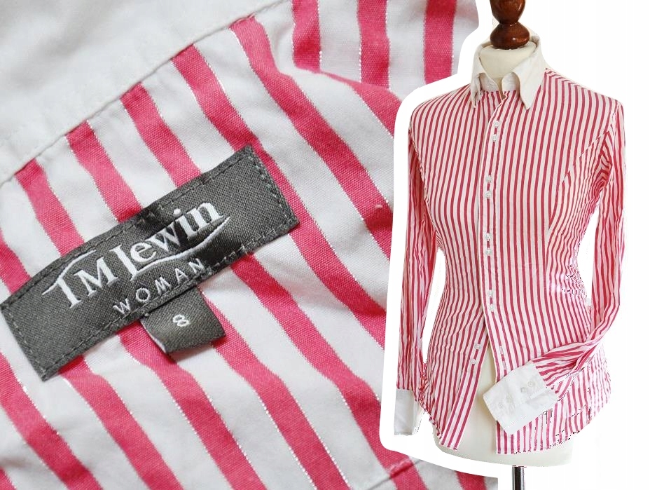 LEWIN cudo koszula MANKIET prążki SREBRNA nić S/M Marka inna