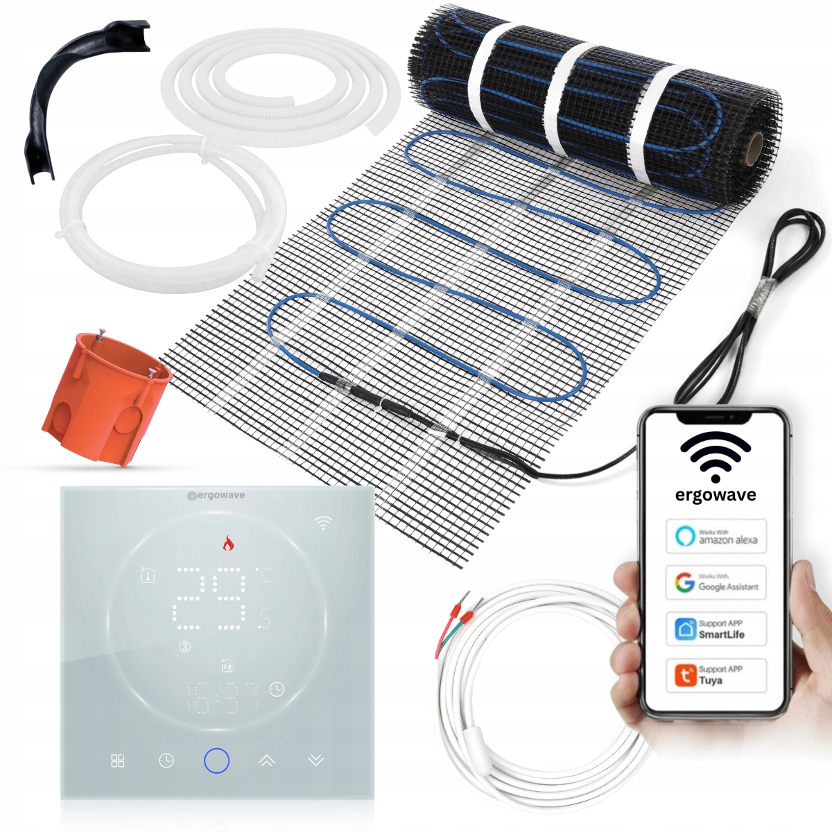 Sada vykurovacia podložka 160 W/m² WiFi Termostat Clear ergowave