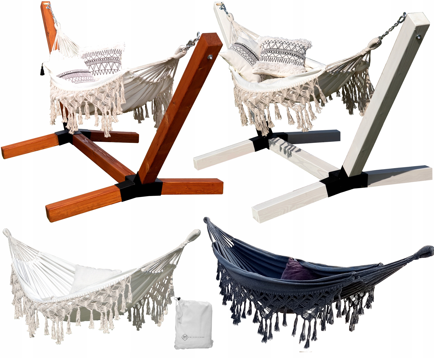 

Stelaż Hamak Bawełniany Boho Premium XXL 95x95