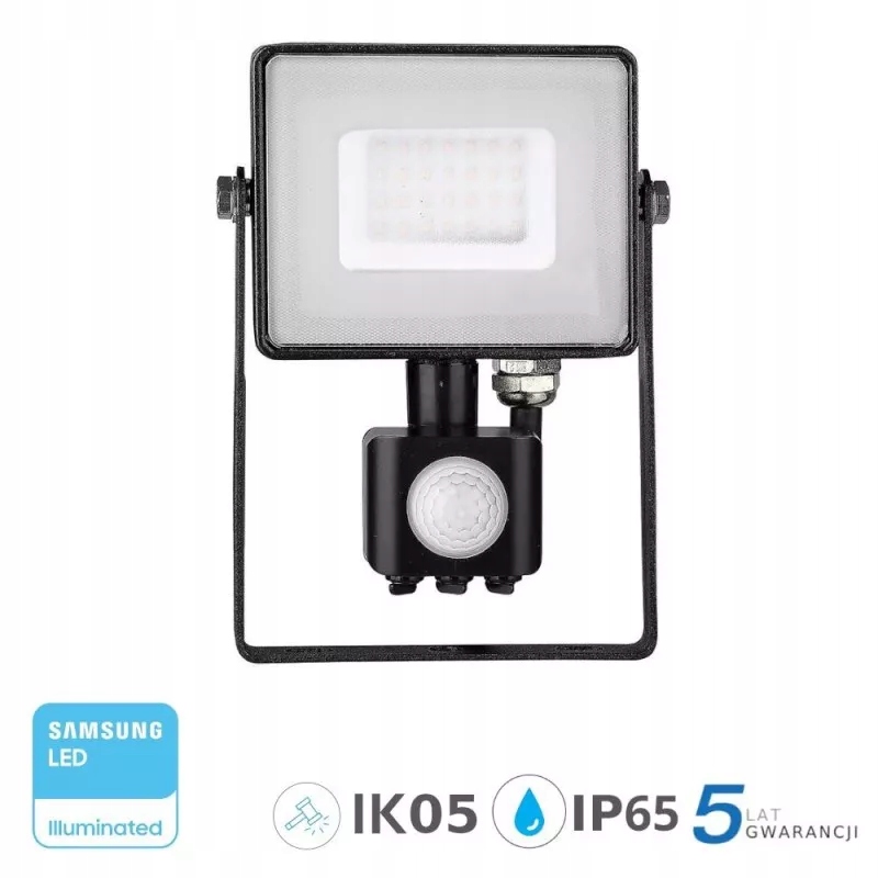 Projektor Led V-tac 30W Samsung Chip Czujnik Ruchu Funkcja Cut-OFF Czarny V
