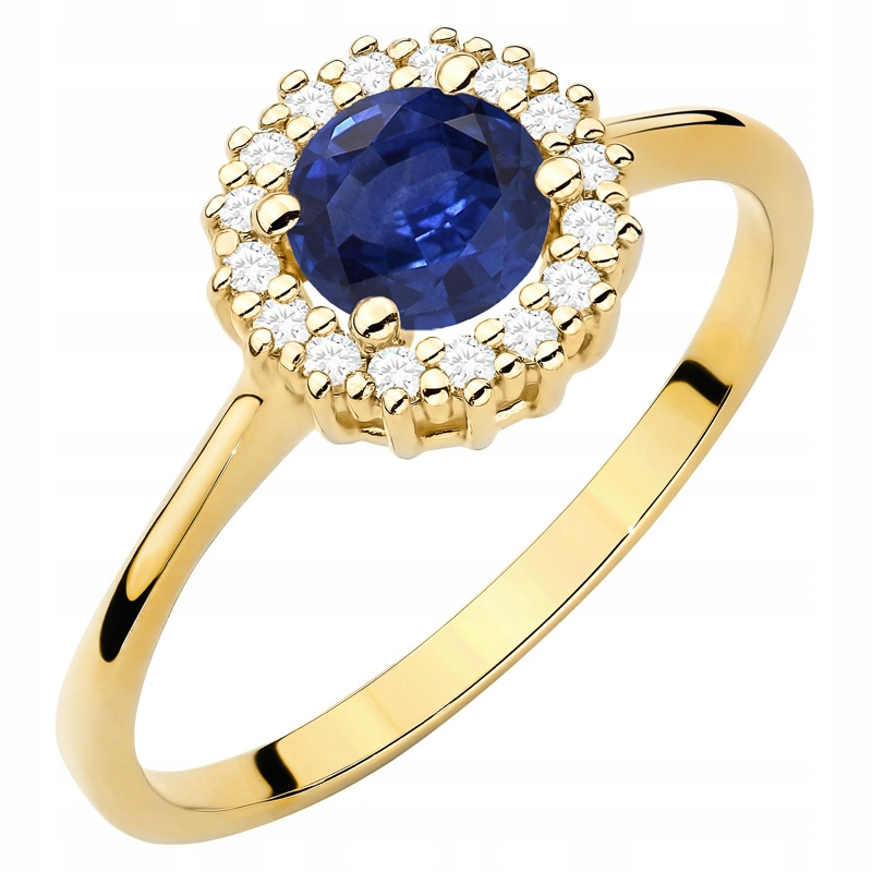Zlatý Prstýnek pr. 585 14k s brilianty a safírem 0,50ct