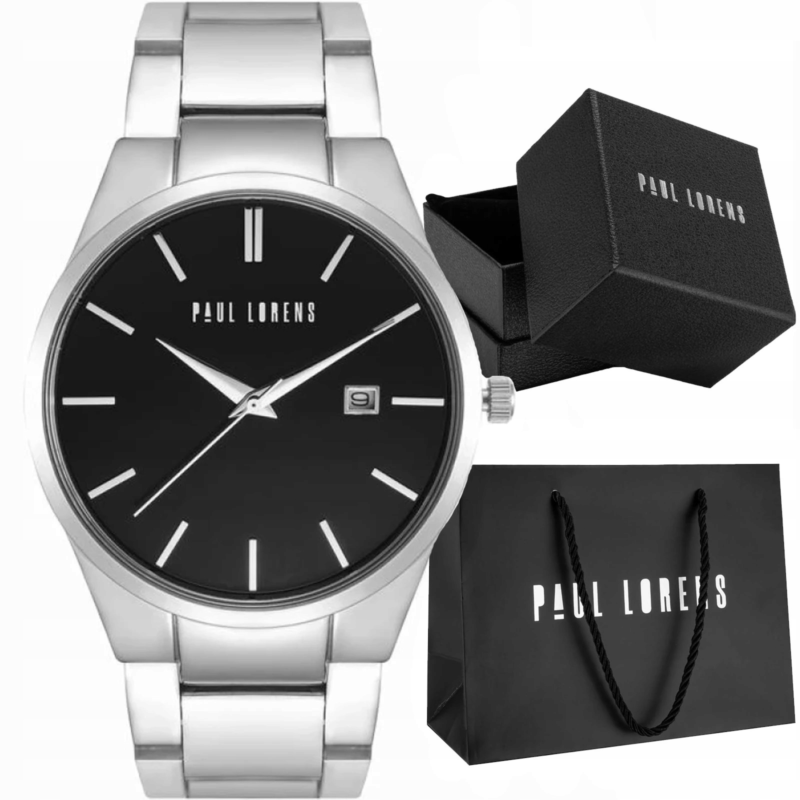 Pánské hodinky Paul Lorens PL20015B-1C1 s datumovkou ocelový náramek
