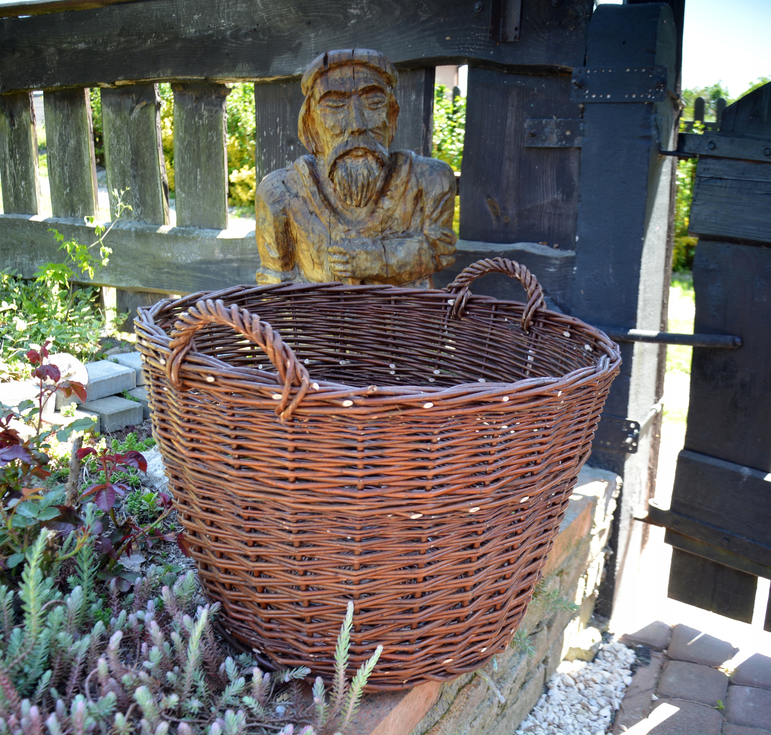 Wiklinowy KOSZ NA LIŚCIE DREWNO ZIEMNIAKI GOSPODARSKI 40 cm Długość (dłuższy bok) 40 cm