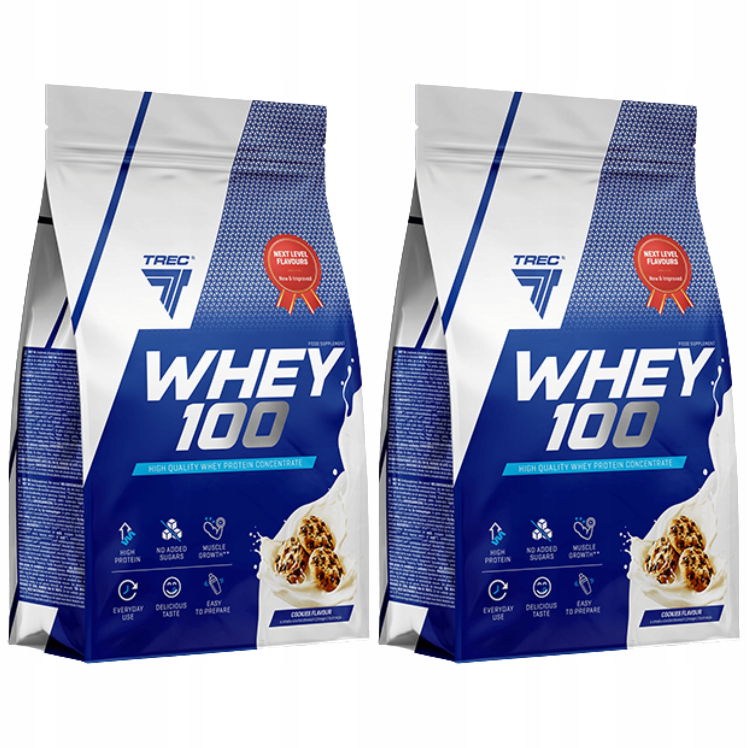 2x Protein Whey 100 Koncentrát Wpc 76% Protein Svalová hmota Trec