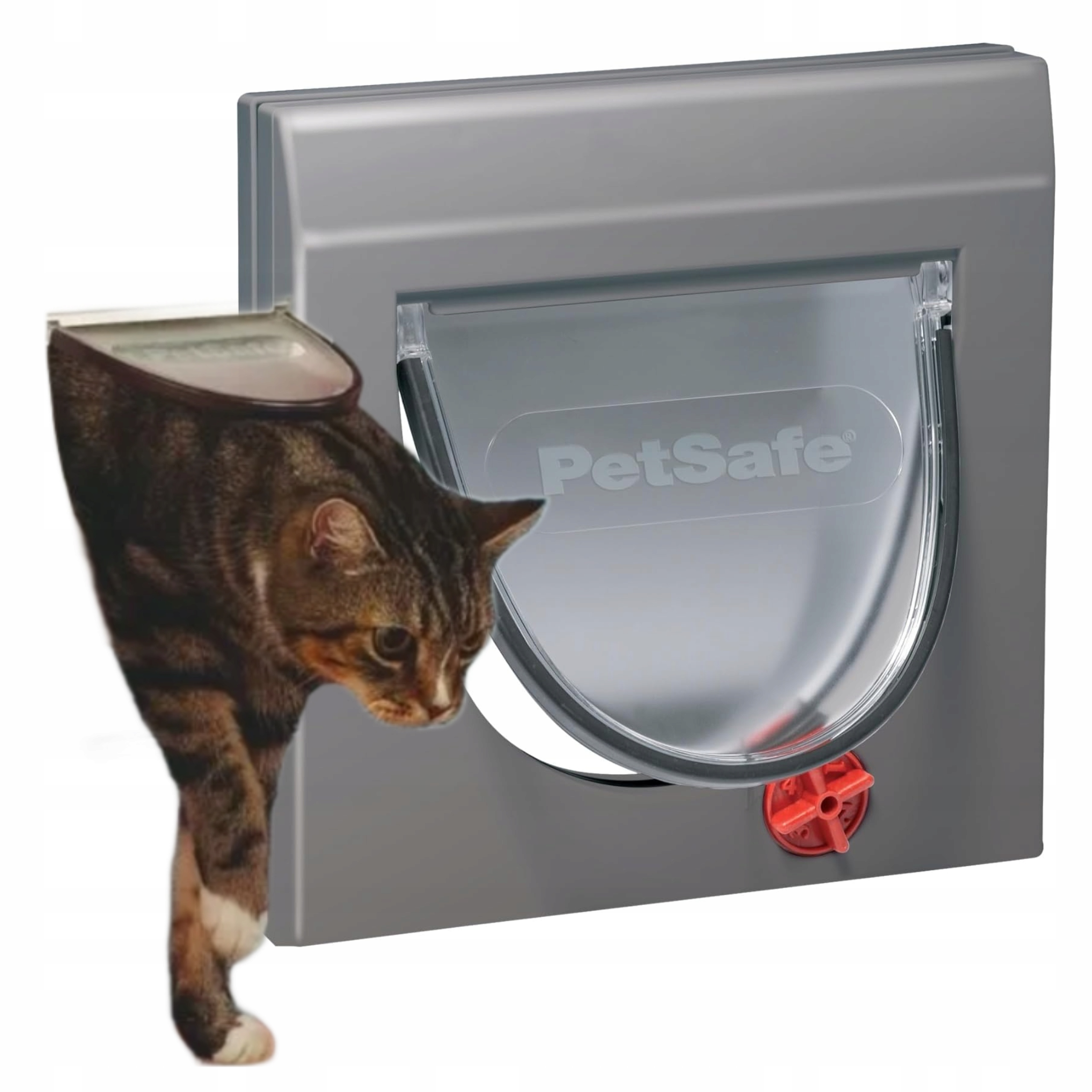 Levně Klapka Pro Kočky 4Dveře Zámky Tichý Magnetický Teleskopický Tunel Šedá