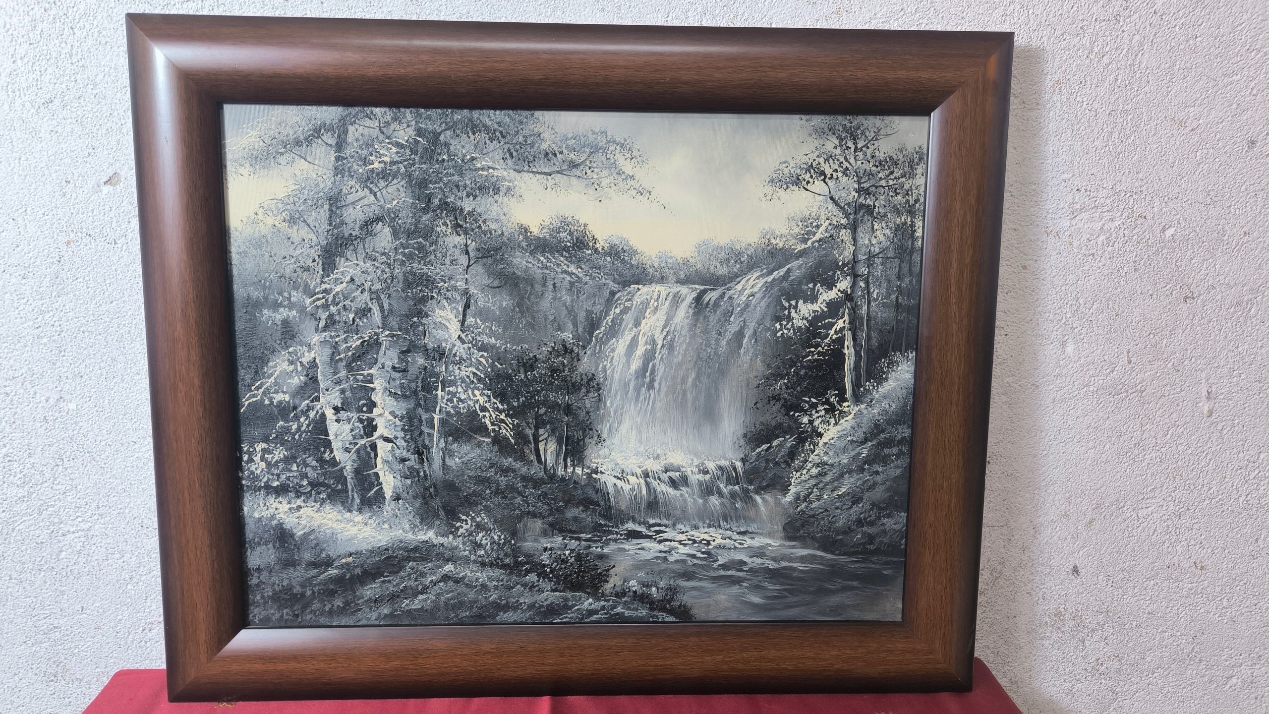 obraz olejny wodospad las rzeka
