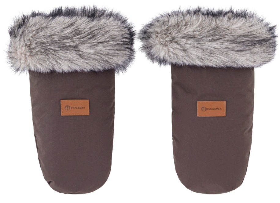 Petite&mars Mufka do wózka ciepłe rękawiczki Fjora Rich Brown