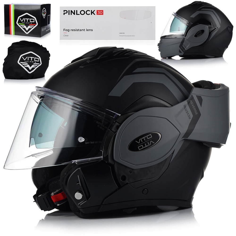 Motocyklová Prilba S Čeľusťami| Vito Reverse Grey Modulárna Pinlock Clona