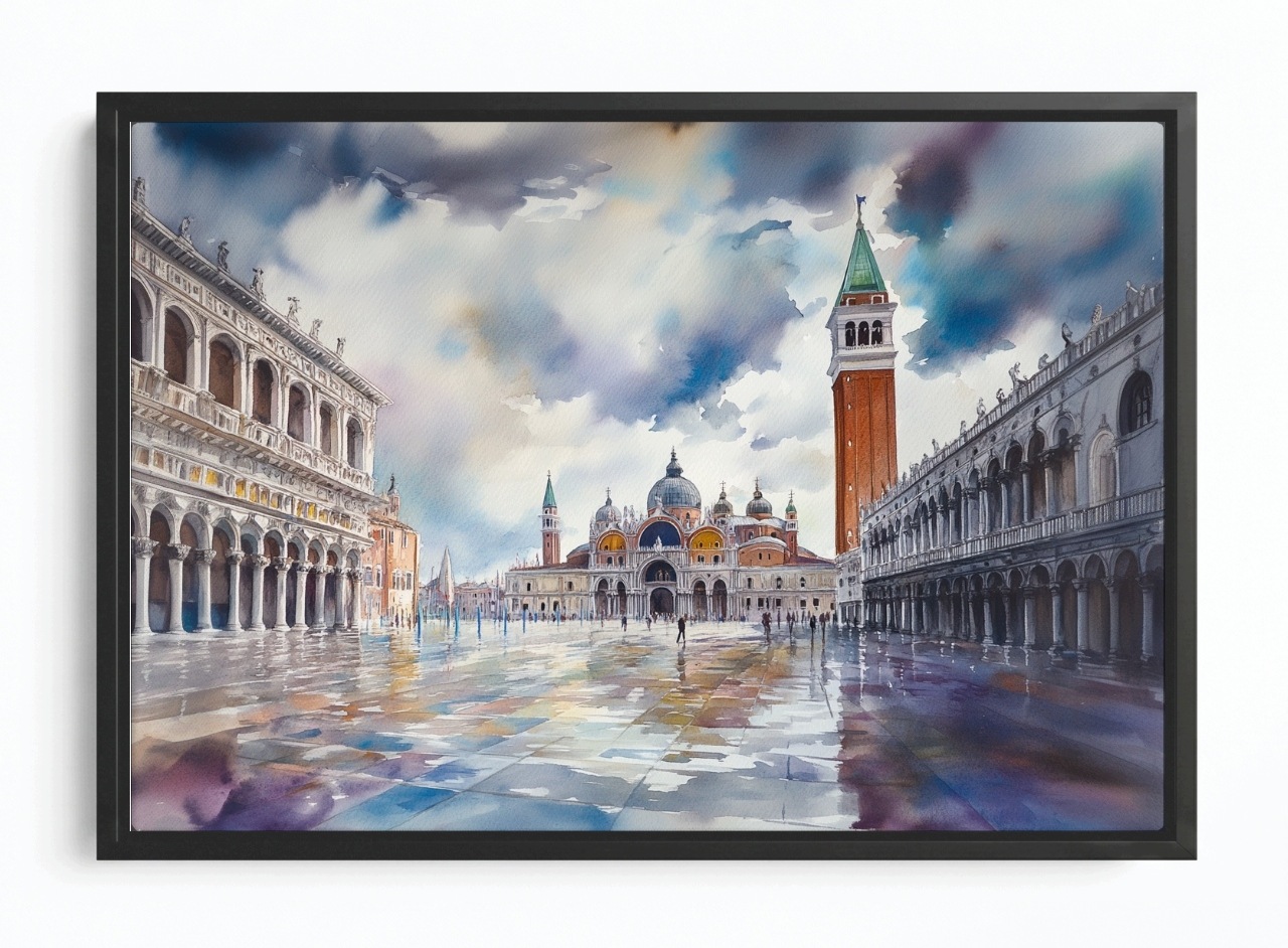 Obraz Rám Americká Krabička Pohled Město Benátky Náměstí Svatého Marka Bazilika 60x40
