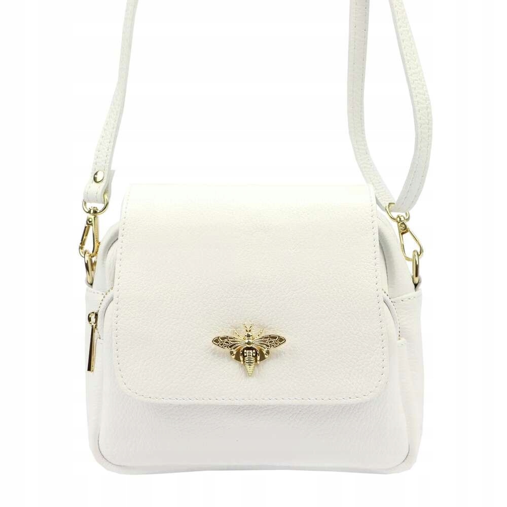Dámská kožená kabelka Luka Bílá Kabelka Přes Rameno Zlaté Kování Dolaro 68