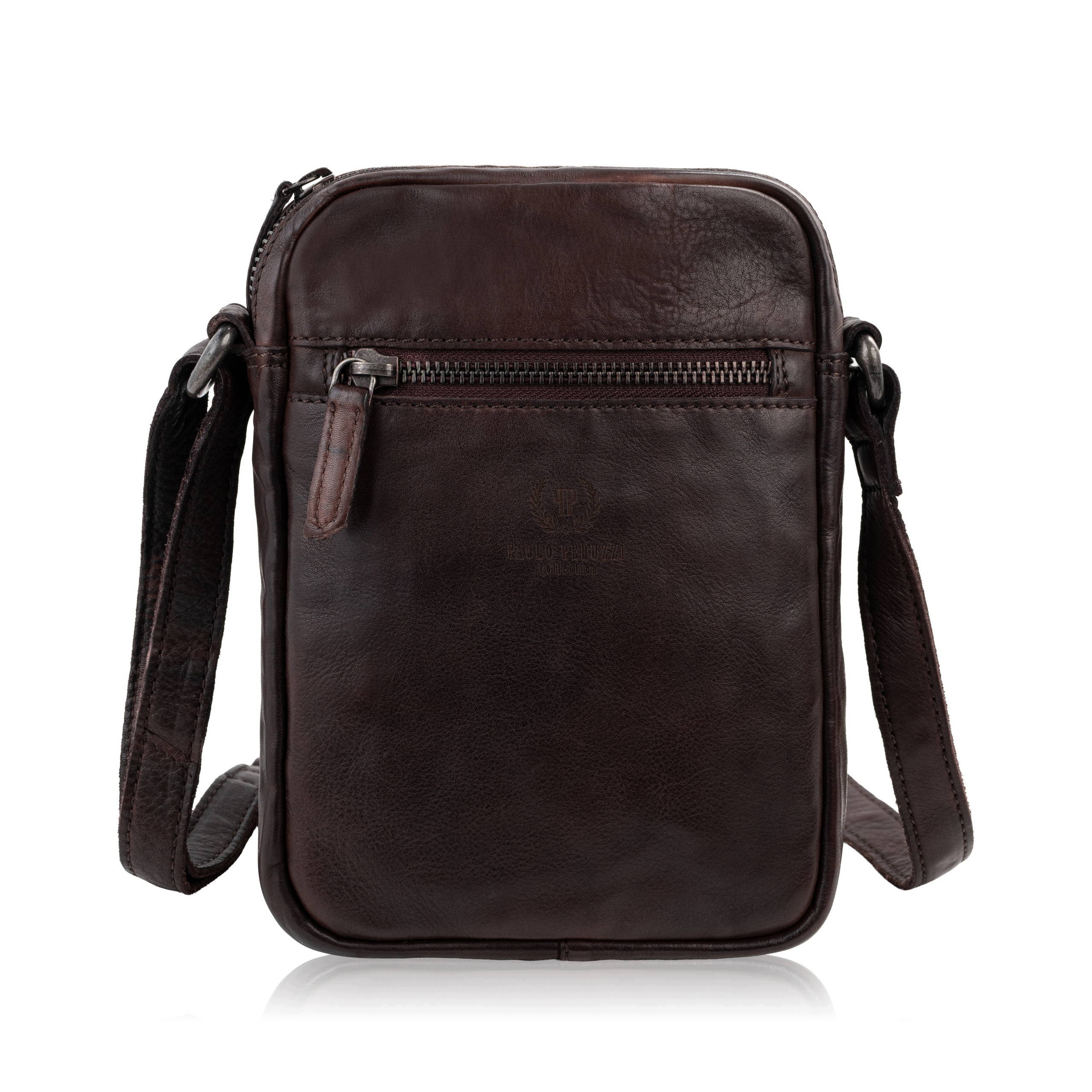 Pánská kožená taška na rameno hnědá washed leather Paolo Peruzzi