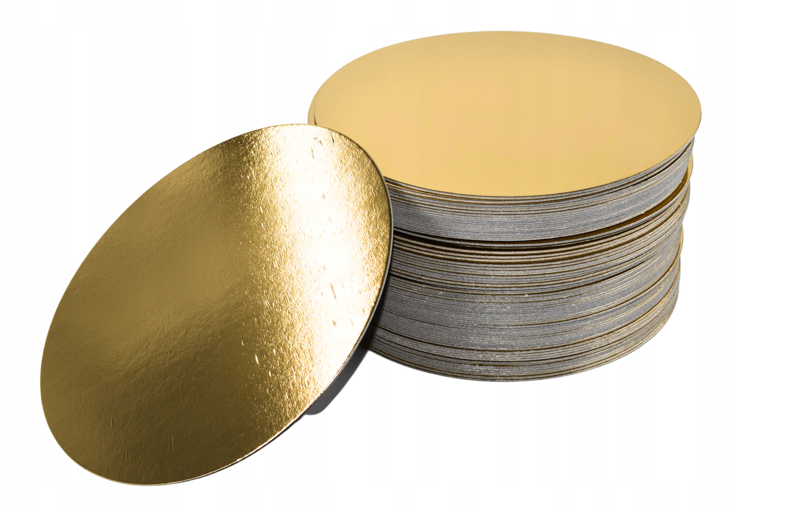 Złote podkłady pod tort 22 cm, 10 sztuk prezentacja ciast