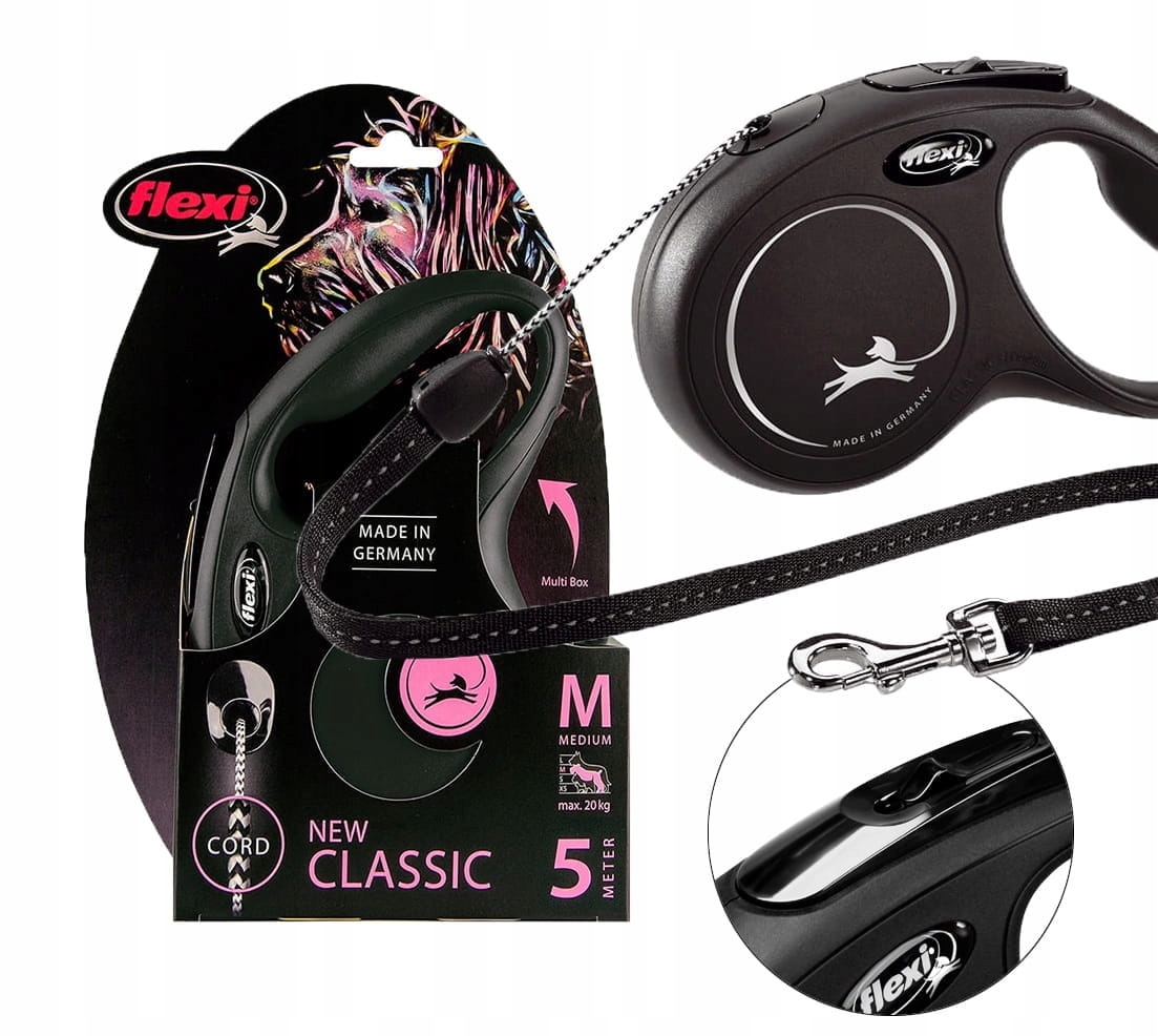 

Flexi Smycz automatyczna linka M 5m Czarna