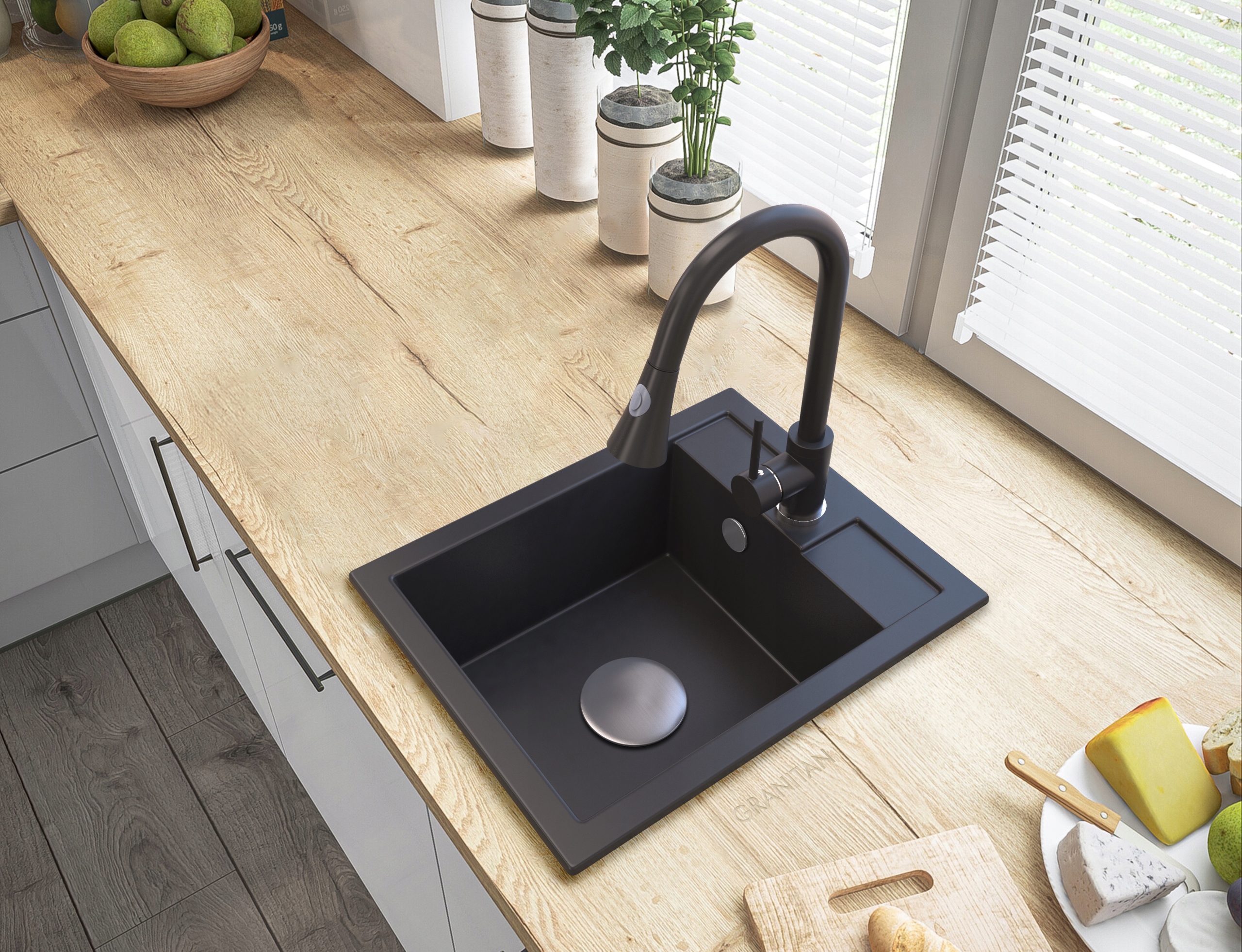 SŁUCHAWKA DO BATERII Z WYCIĄGANĄ WYLEWKĄ CZARNA Waga produktu z opakowaniem jednostkowym 1 kg