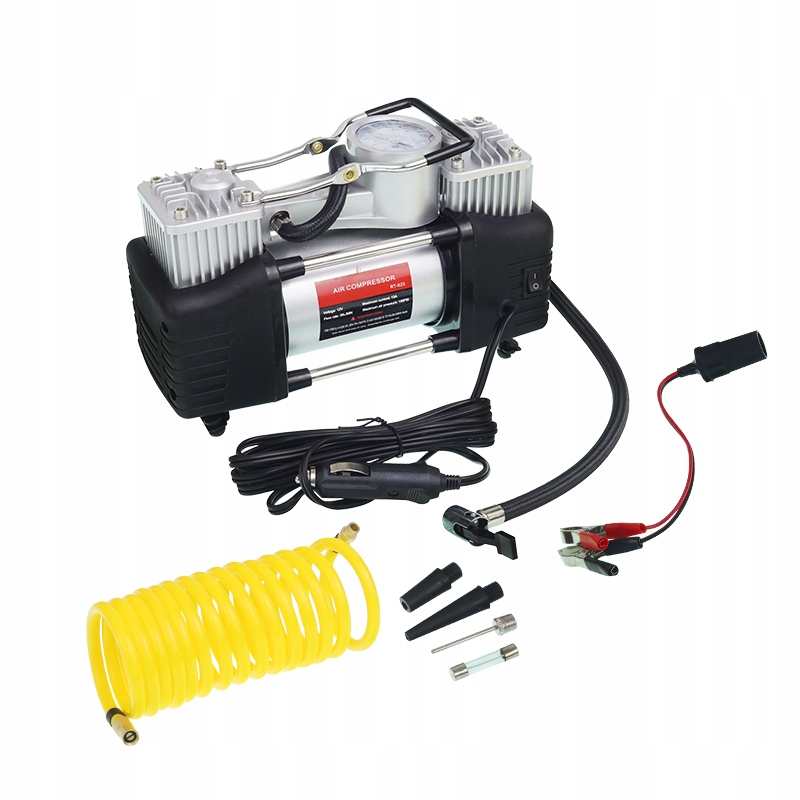 Kompresor pro čerpání vzduchu 12V 90 l/min s manometrem do 10 Bar dvoupístový