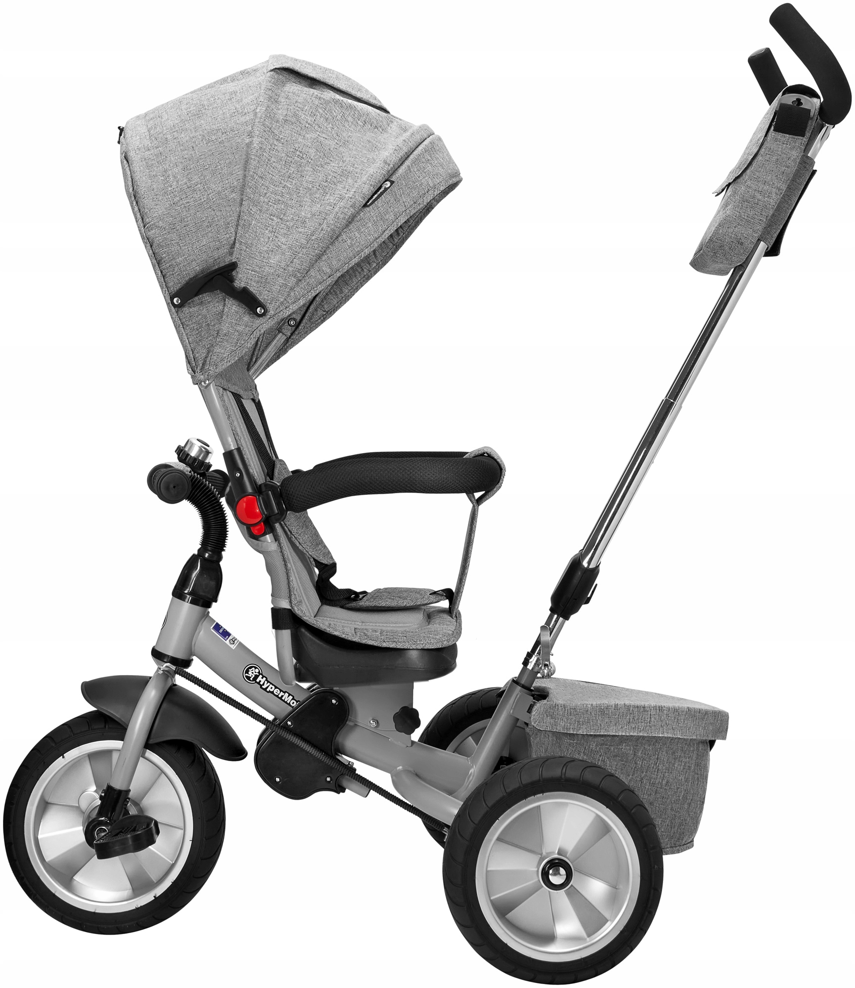 Rowerek Trójkołowy 4w1 Pompowane Koła Zdejmowany Daszek Wolne Koło Solidny Model Spiner