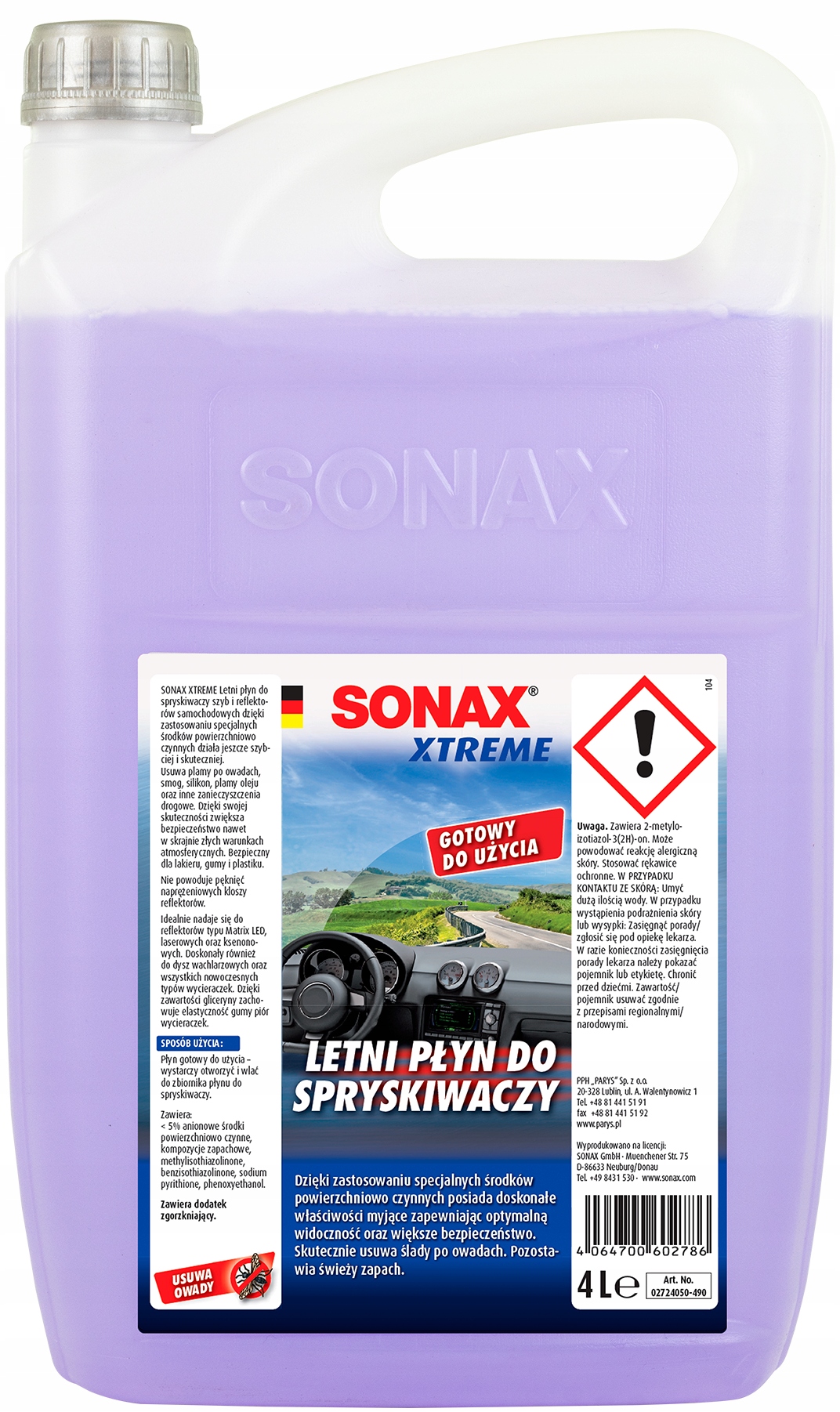 Sonax Xtreme Letni Płyn Do Spryskiwaczy Usuwa Owady 4L