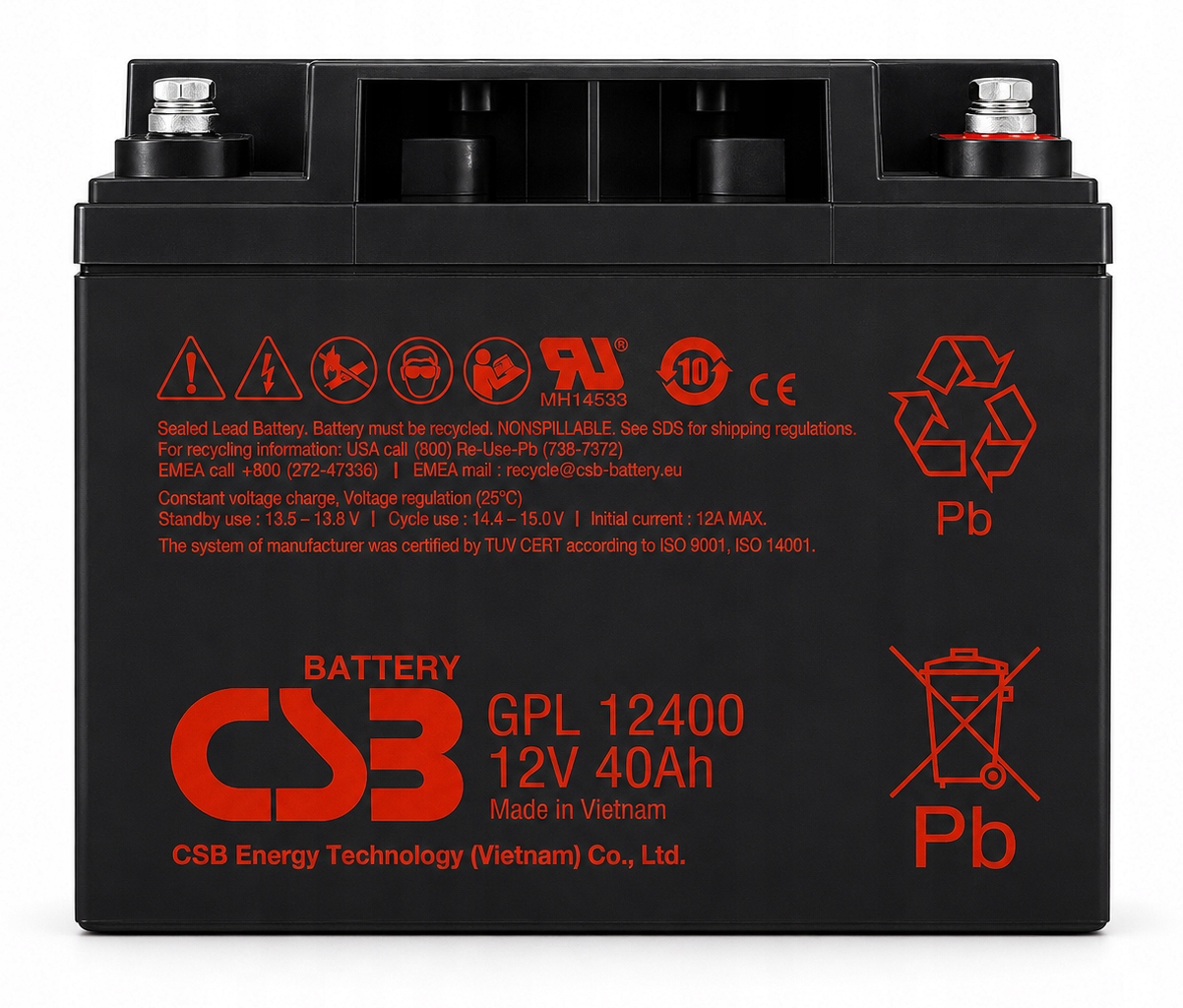 GPL12400 Akumulator Long Life 12V 40Ah bateria do automatyki przemysłowej