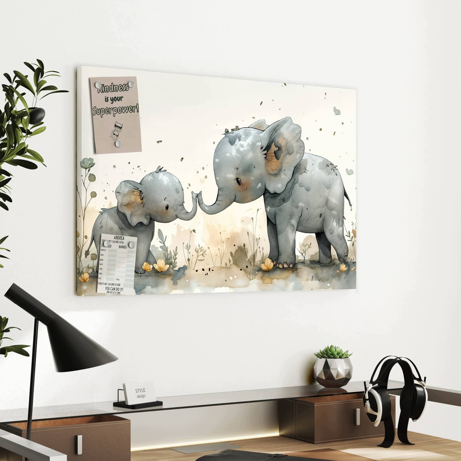 Magnetická tabule Rodzina sloni 60 × 40 cm