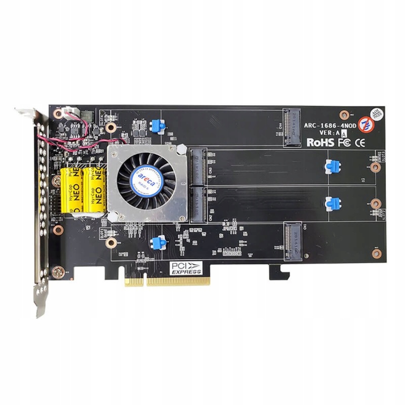 Kontrolér Areca ARC-1686-4NOD 4xNVMe M.2 Hardvérové Raid PCIe 4.0 Win MacOS