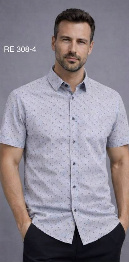 Ego Man košile pánská RE308-04 regular fit krátký rukáv 6XL šedá