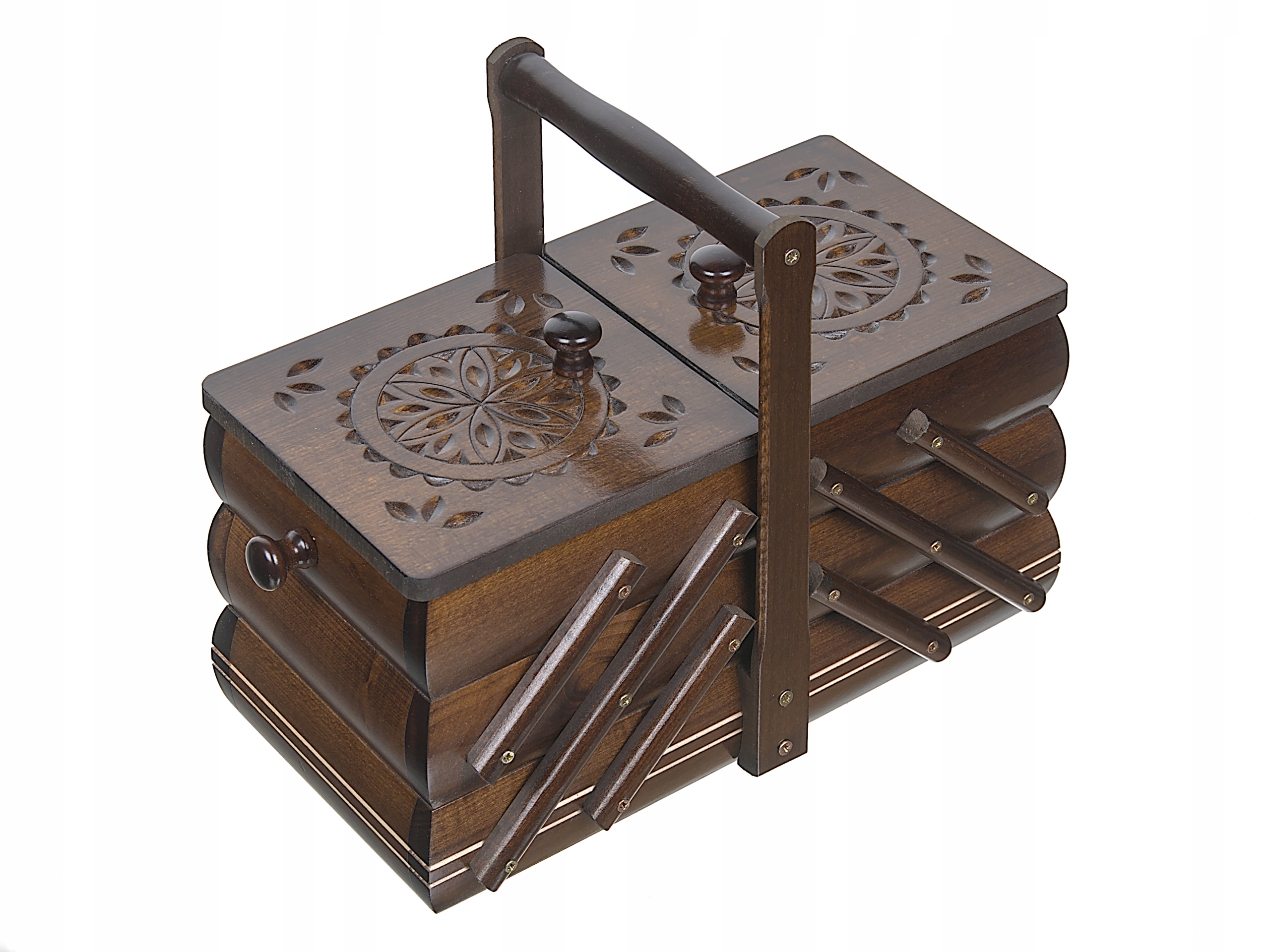 

drewniana Niciarka skrzynka na nici rzeźbiona