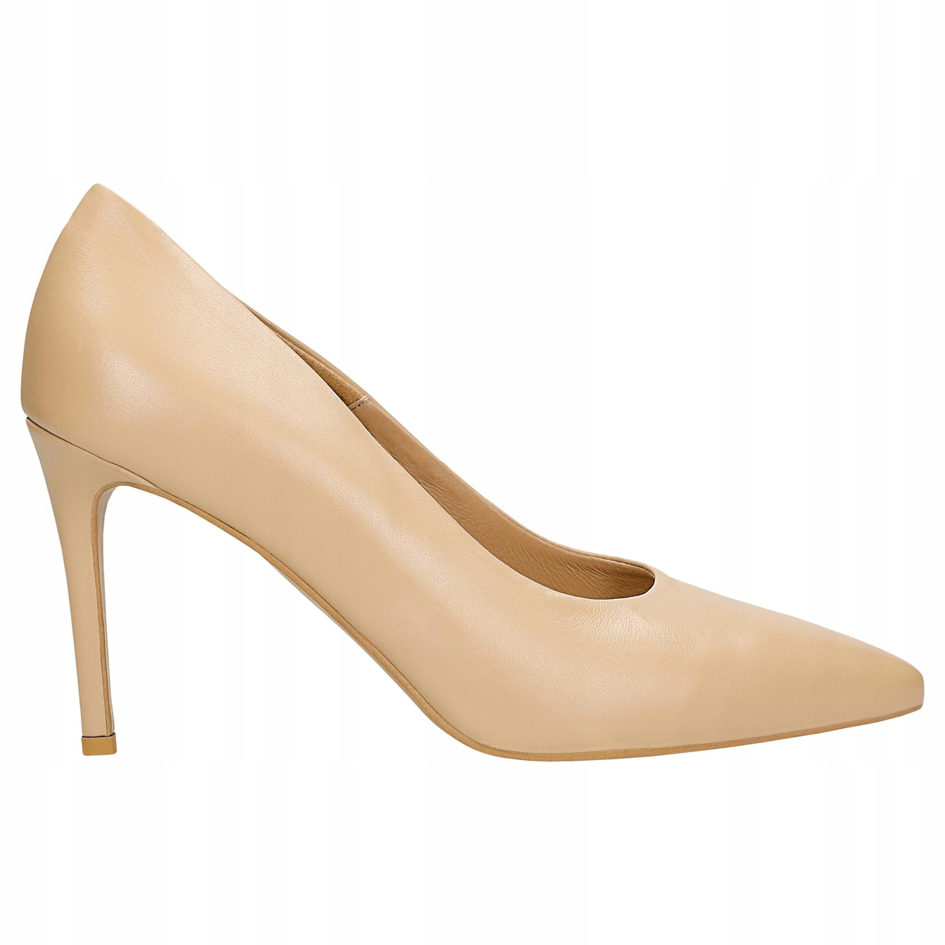 Béžové klasické lodičky z lícové kůže, velikost vel.