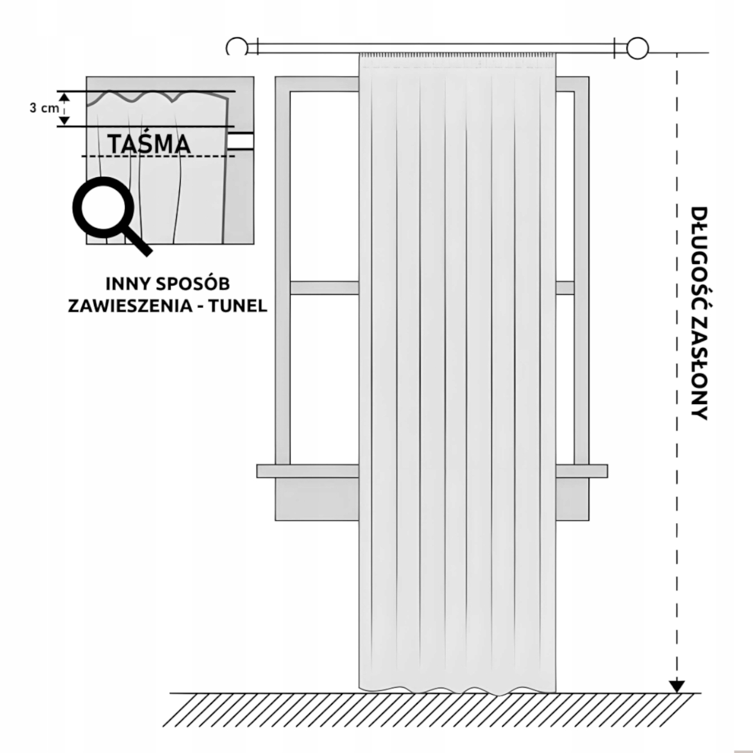 ZASŁONY BLACKOUT 280X310 C.SZARY TAŚMA Na Wymiar Szerokość produktu 280 cm