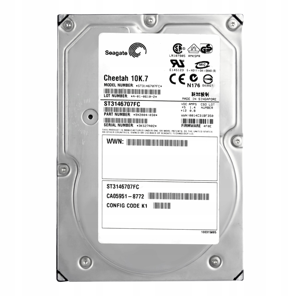 Fujitsu CA05951-8772 146GB 10K 8MB Fc 3.5'' ST3146707FC
