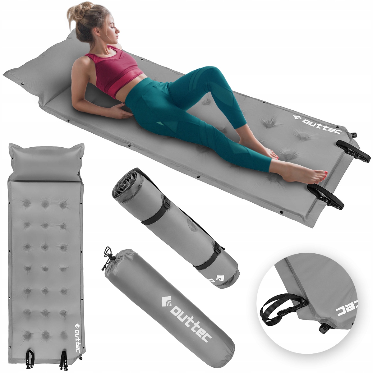 Mata Samopompująca Karimata Dmuchana Trekkingowa Z Poduszką 193X68X3,5CM