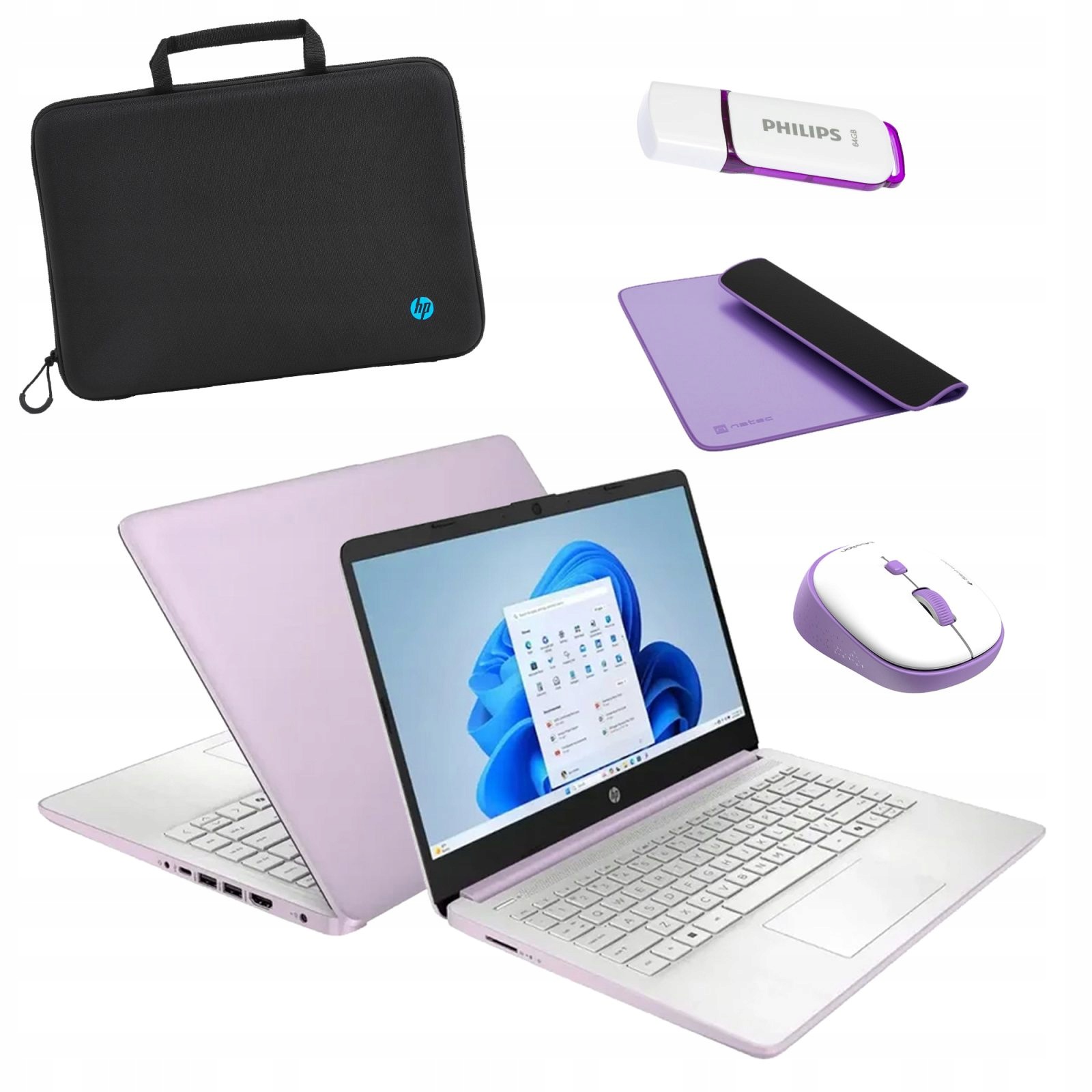 Laptop Hp 14-dq N150 4GB 128GB 14" Hd Win11 Fiolet Mysz Podkładka Torba Pen