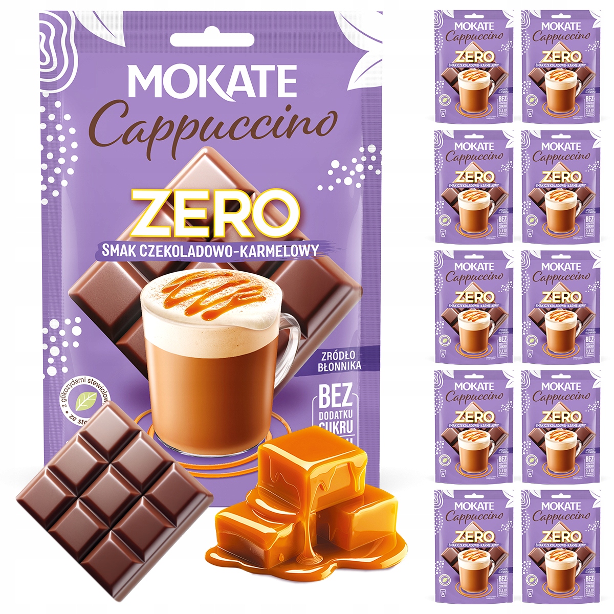 Levně Velkoobchodní sada Mokate Cappuccino Čokoláda Karamel Bez přidaného cukru 10 x 20 g